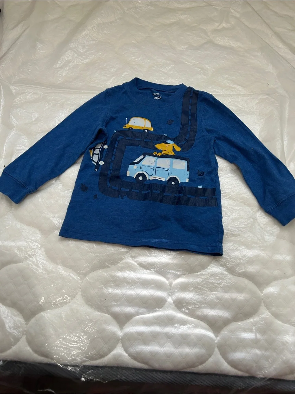 Cartier Blue Long Sleeve Tee with Yellow Car Graphic